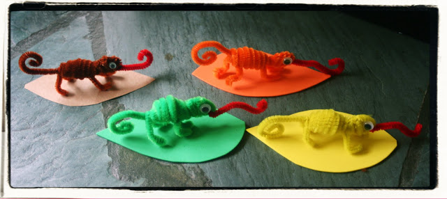 Chameleon Pipe Cleaner Animals - "A Color of His Own" Activity - Lines