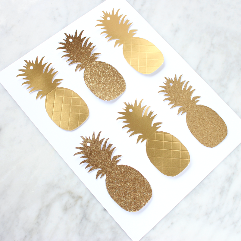 Embossed Gold Pineapple Gift Tags - Lines Across for Free Printable Pineapple Gift Tags