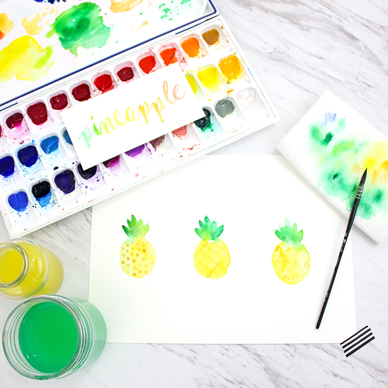 How to Paint a Watercolor Pineapple